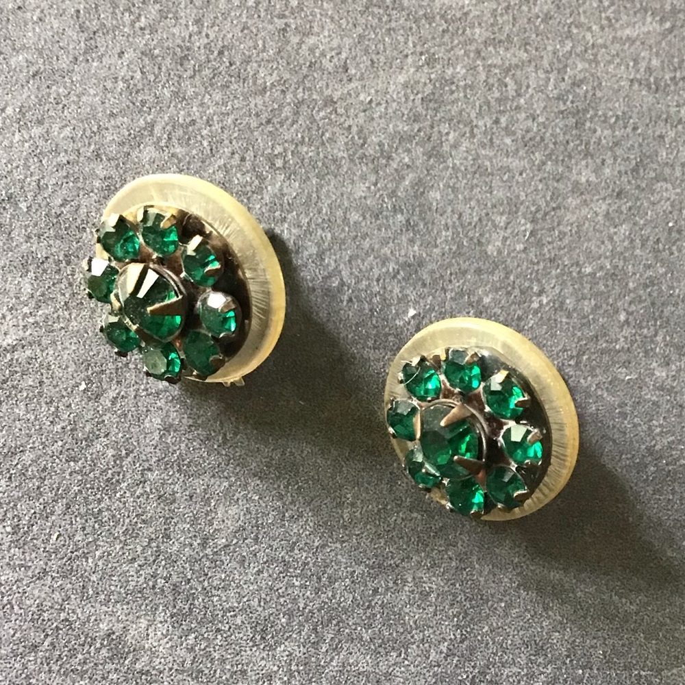 Green Crystal Stud Earrings